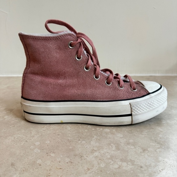 Converse All Star Lift Hi Brick Rose Egret High Top Suede Womens Size 4.5 - Picture 6 of 11